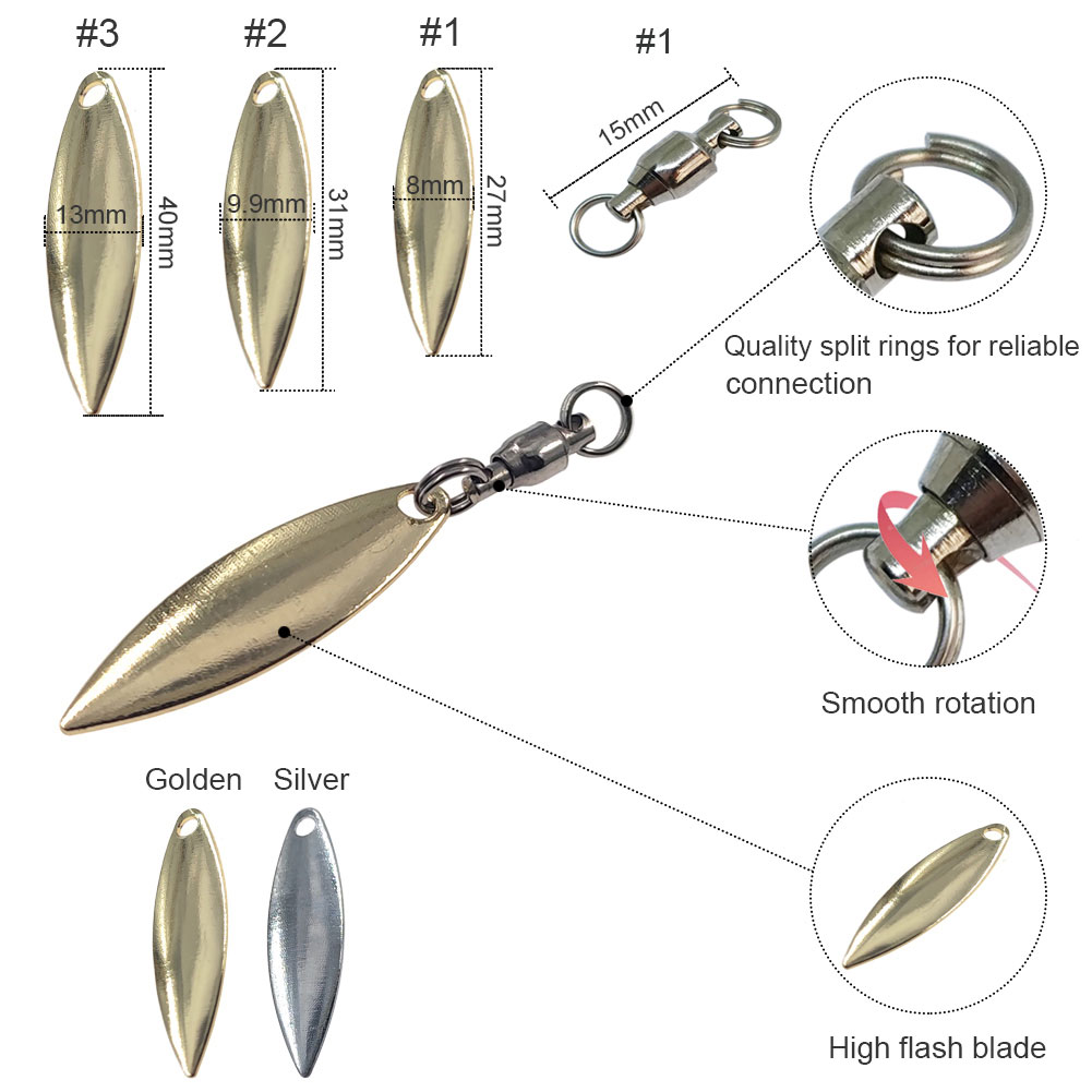 10pcs Willowleaf Blades Spinne - Fishing Lure Blade Bait avis et prix