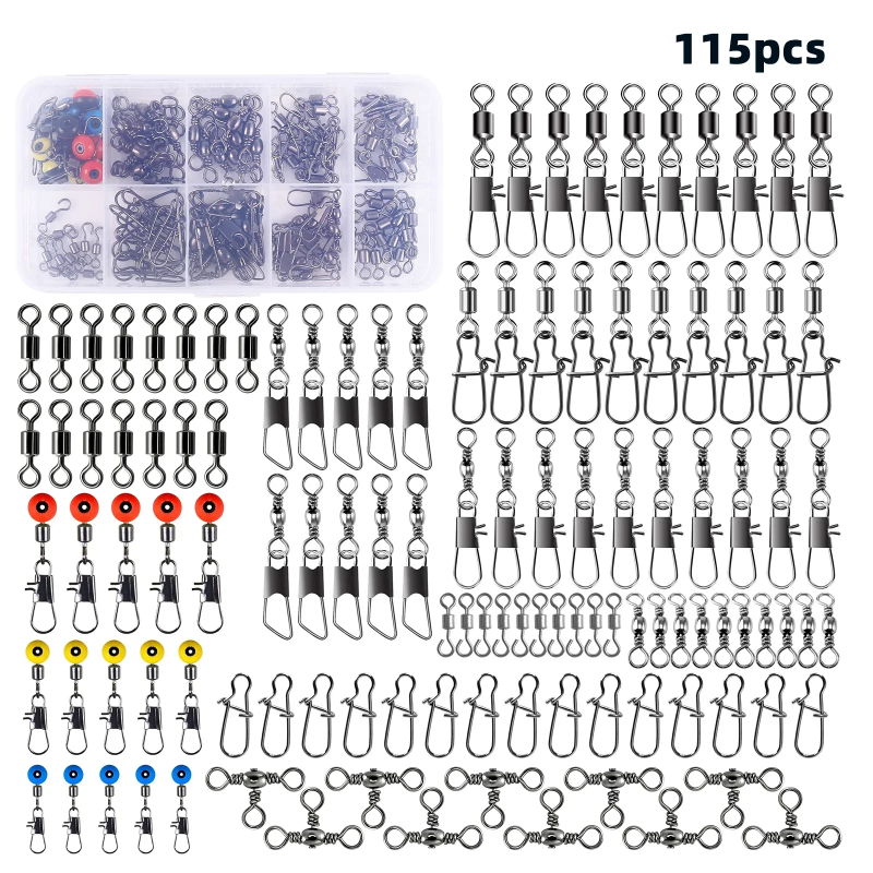 115pcs Fishing Swivel Connecto - Fishing Lure Kit avis et prix