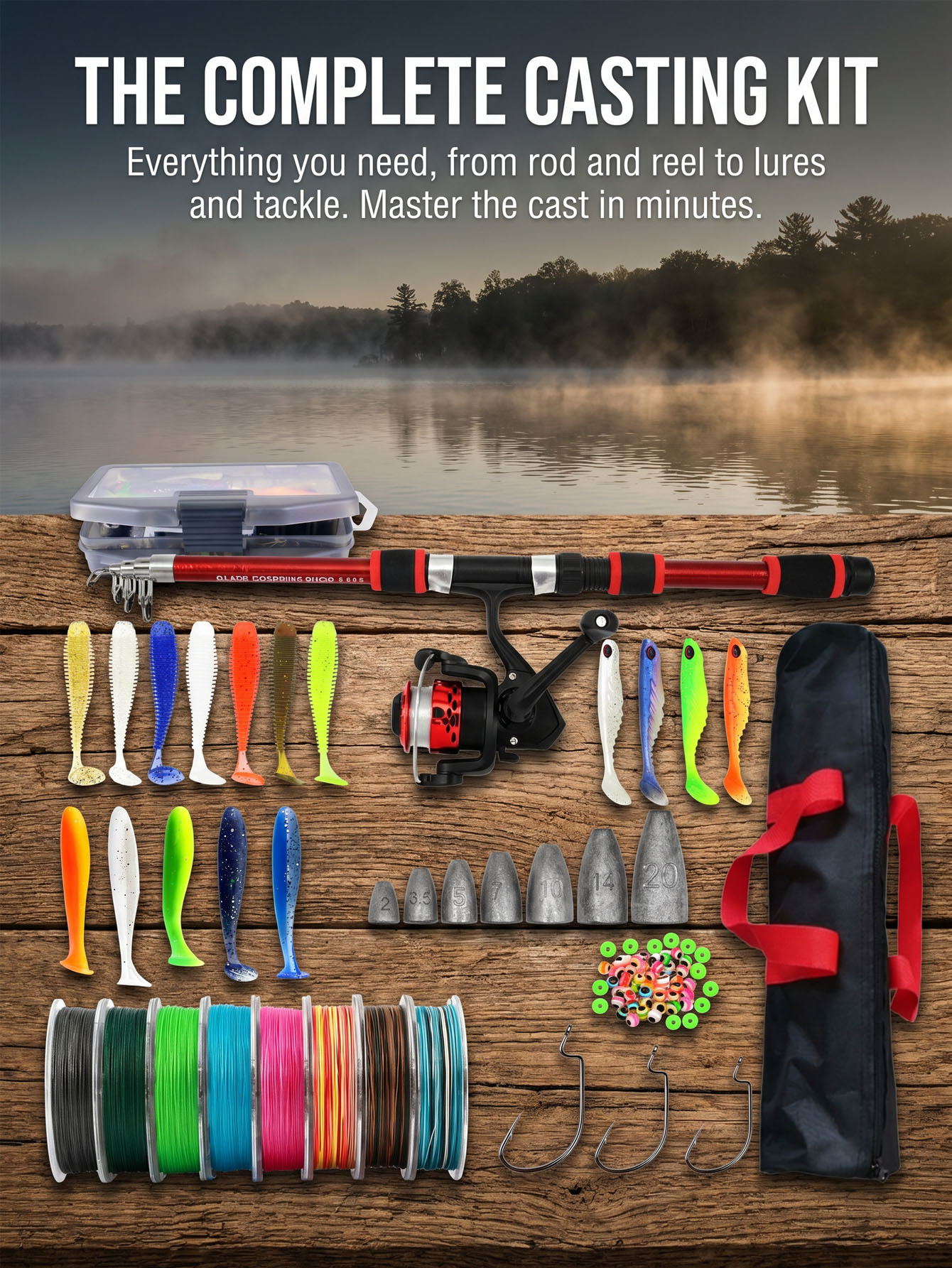 Fishing Rod Reel Combos Collap - Fishing Lure Making Kit avis et prix